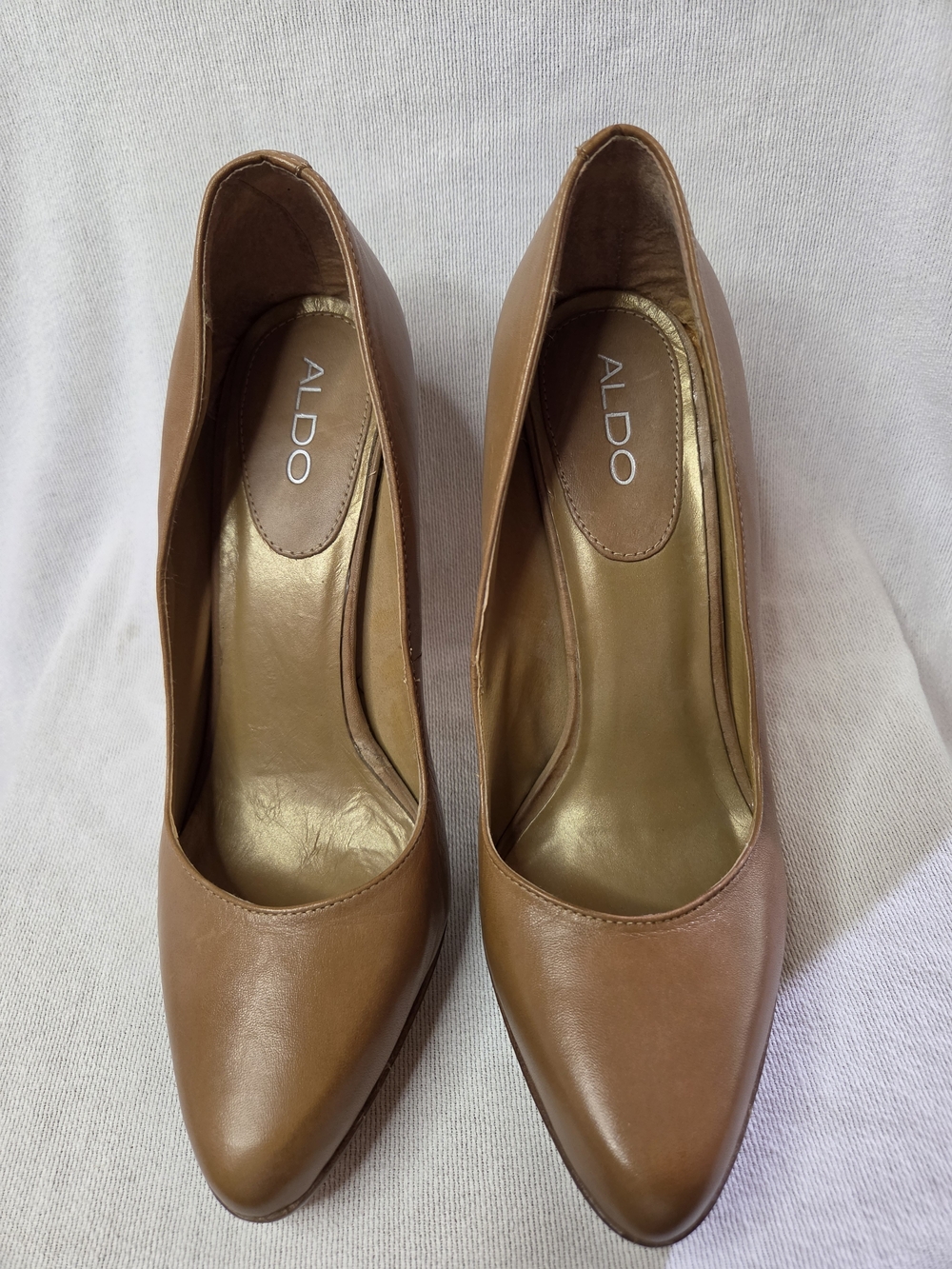 ALDO Women's Tan Leather Pointed-Toe Pumps